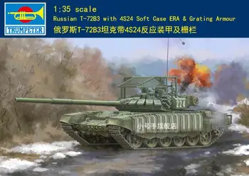 Trimitininkas 1/35 masto rusijos T-72B3 su 4S24 Minkštas Atveju ERA & Grotelėmis Armou 09610