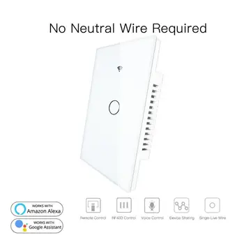 Tuya SmartTouch WiFi Jungiklis 170-250V AC Nr. Neutralus Vielos Reikia Protingo Namo Automatika 