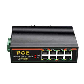 TXE003 8 Prievadai su POE Switch 10/100Mbps Pramoninės Klasės Fast Ethernet Switch DIN Bėgio Tipo Tinklo Jungiklis su RJ45 POE
