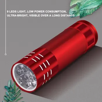 Ultravioletinių 9 LED Žibintuvėlis Raudonos Šviesos UV Žibintuvėlis Lempos AAA Baterijos Mini Nešiojamas Vandeniui Pinigų Detektorius Fakelas Žibintų