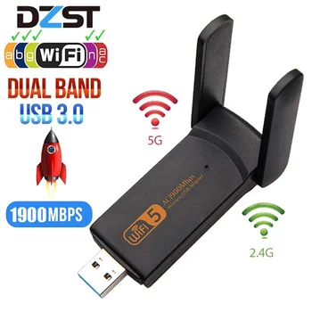 USB WiFi Adapteris 1900Mbps dviejų dažnių Belaidžio ryšio Imtuvas Win7/8/10 Mac OS Tinklo Kortelė Su Antenų KOMPIUTERIS/Nešiojamas/Desktop