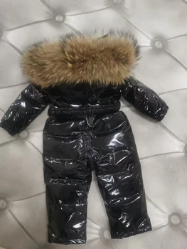 Uždarus Meškėnas kailio Gaubtas 2021 žiemos striukė vaikas Baltųjų Ančių Pūkų paltai bendras vaikų snowsuit mergina viršutiniai drabužiai jumpsuits