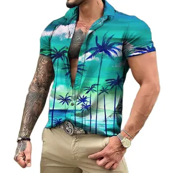 Vasaros Havajų Marškinėliai Vyrams trumpomis Rankovėmis 