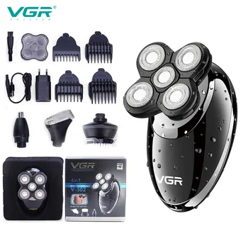 VGR 4 in 1 Multi-Funkcinis Skalbti Elektrinį skustuvą, Įkraunama Plaukų Clipper Nosies Plaukų Žoliapjovės Veido Valymo Mašina