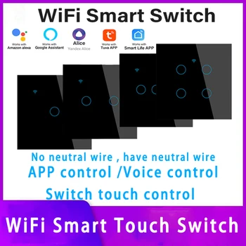 Wifi Smart Touch Įjungti Multi Tuya Smart App Valdymas Balsu 1/2/3/4 Gauja Ne Neutralus Vielos Reikia Turėti Neutralų Laidą Alexa