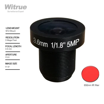 Witrue HD VAIZDO Objektyvas 5MP 3.6 mm 1/1.8