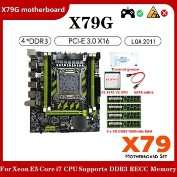 X79G LGA2011 Plokštė+E5 2670 V2 CPU+4X4G DDR3 RAM Terminis Tepalas+SATA Kabelių instaliavimo M. 2 NVME PCIE X16 USB2.0 SATA3.0