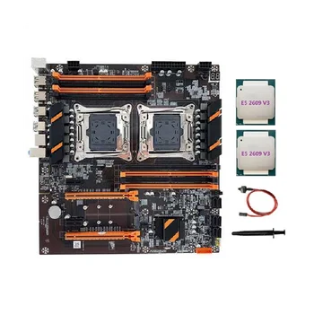 X99 Dual CPU Plokštė LGA2011 Paramos DDR4 ECC Atminties Plokštė+2XE5 2609 V3 CPU+Switch Kabelis+Terminis Tepalas