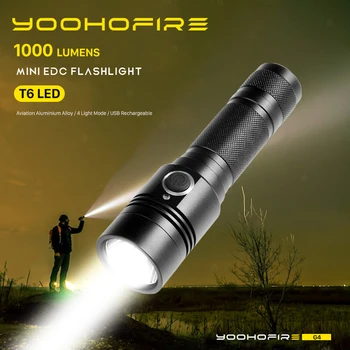 YoohoFire G4 LED Mini Žibintuvėlis USB Įkrovimo T6 Lempos Viko Kišenėje Nešiojamas Galingas Žibintuvėlis Kempingas Avarinės Lauko Apšvietimas