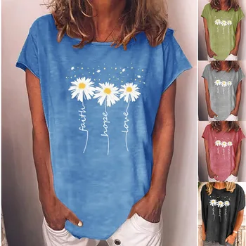 YRYT Vasaros stiliaus kiaulpienių print T-shirt moterims, Europoje ir Amerikoje tarpvalstybinių apvalios kaklo atsitiktinis megztinis trumpomis rankovėmis viršų