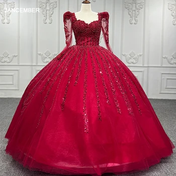 Šiuolaikinės 2023 Raudona Quinceanera Suknelę Duobute Organza Blizgučiais ilgomis Rankovėmis Kamuolys Suknelė Šalies vakarinę Suknelę DY9743 vestidos de noite