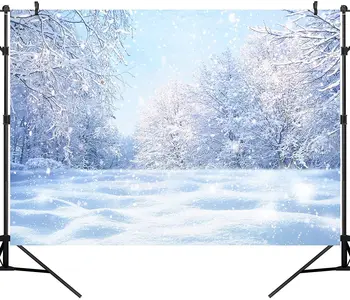 Žiemos Kalėdų Backdrops Baltas Snieguotas Miško Fotografijos Fone Stebuklų Snaigės Pobūdžio Snieguotas Peizažas Reklama