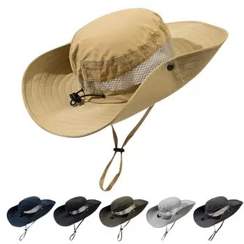 Žvejybos Hat Kvėpuojantis Quick Dry Plataus Kraštų Kaubojaus Stiliaus Elastinga Raišteliu Apsaugos Nuo Saulės Atspari Vandeniui Lauko Kibirą Žvejybos Hat