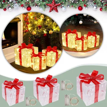 Žėrintis Dekoravimo, Dovanų Dėžutėje Ornamentu Su Laivapriekio Kalėdų Apšvietimas Dėžutės Lauko Šviesos Apšvietimo Kalėdų Lauke Saulės Nykštukai